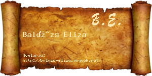 Balázs Eliza névjegykártya