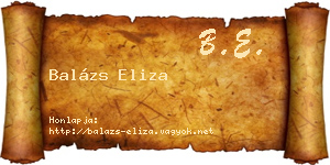 Balázs Eliza névjegykártya